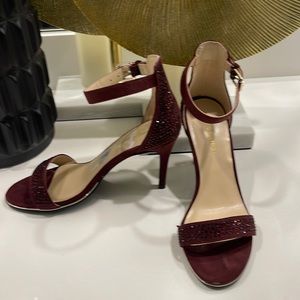 Burgundy bling Suede Open Toe Heels
